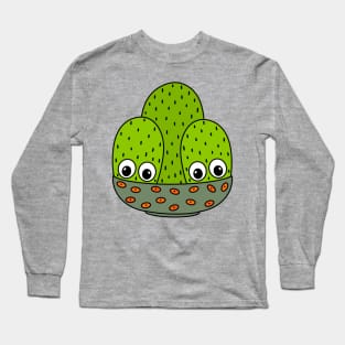 Cute Cactus Design #309: Cacti Bunch In A Bowl Planter Long Sleeve T-Shirt